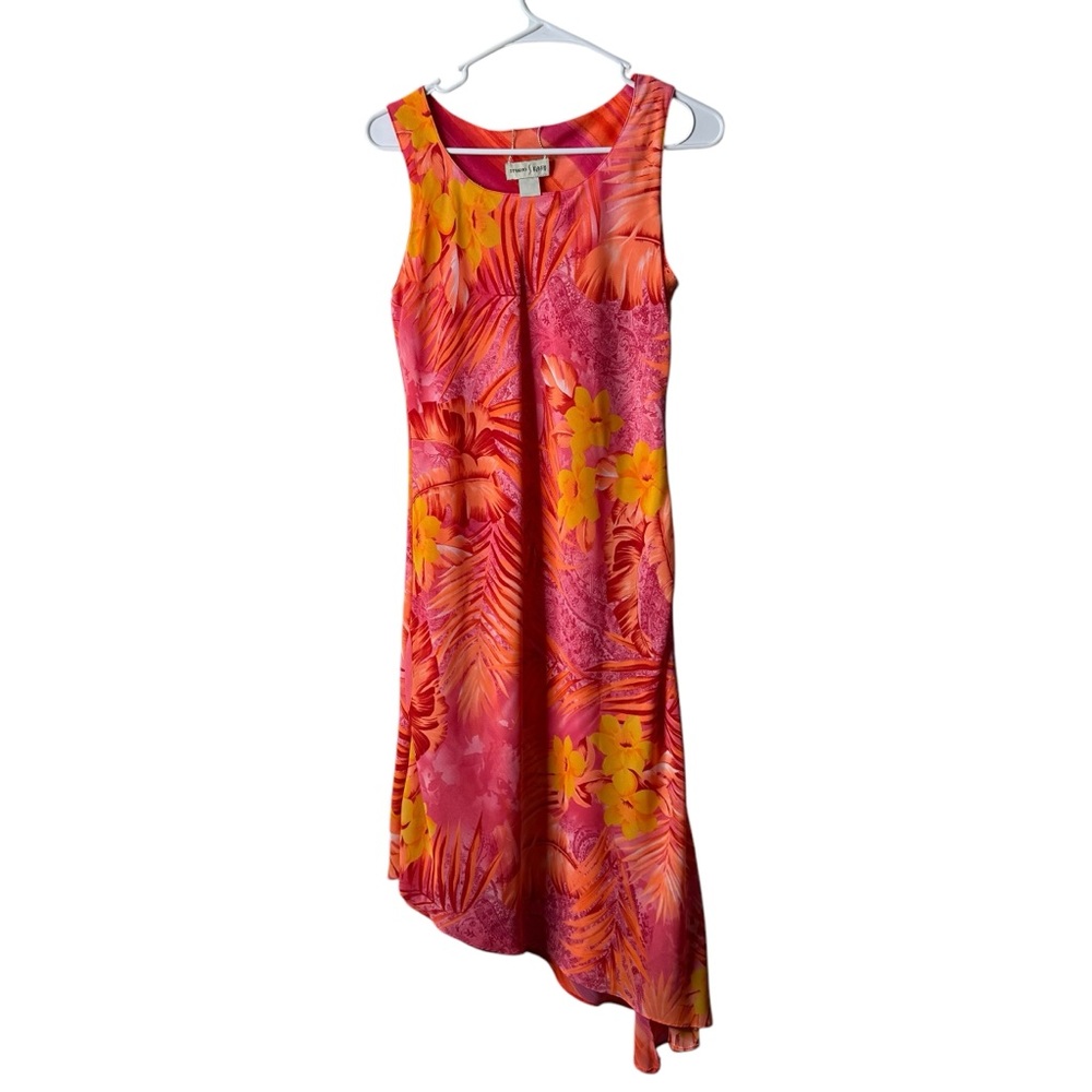 Vintage Studio Ease Tropical Hawaiian Floral Reversible Tank Dress Y2K 90s